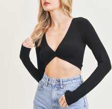 Load image into Gallery viewer, Coco Black Long Sleeve Crop Top