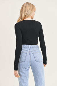 Coco Black Long Sleeve Crop Top